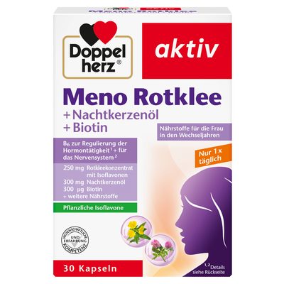 DOPPELHERZ Meno Rotklee+Nachtkerzenöl+Biotin Kaps.